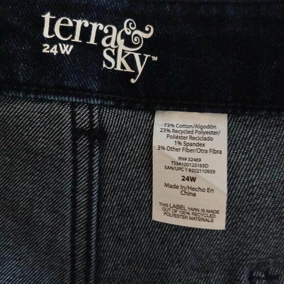 Terra & Sky Women's 24W Plus Size Chop Pocket Straight Leg Jeans - Picture 7 of 8